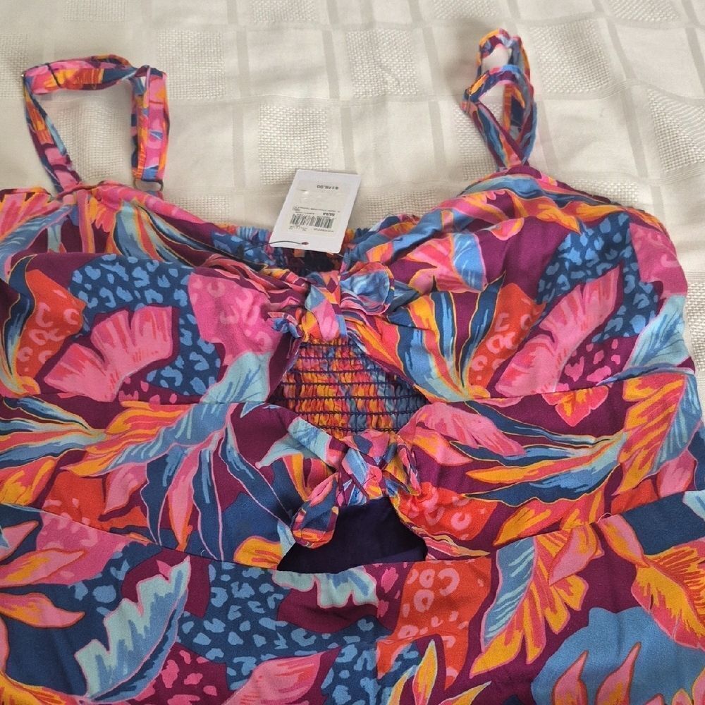 Guess Vibrant Floral Maxi Dress in Blue and Pink - Picture 15 of 16